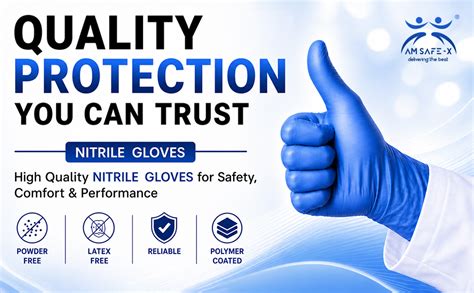 AM SAFE-X delivering the best Nitrile Powder-Free Gloves, Blue -100 ...