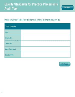 Fillable Online Quality Standards for Practice Placements Audit Tool ...