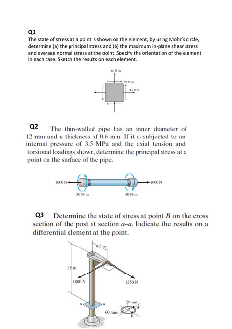 Tutorial 1 - Mech questions for prac - The state of stress at a point ...
