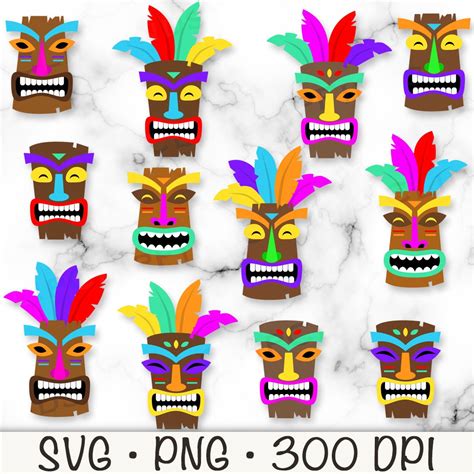 Tiki God Mask SVG, Tiki Mask Clipart, Tiki Statue, Hawaii, Luau, Tribal ...