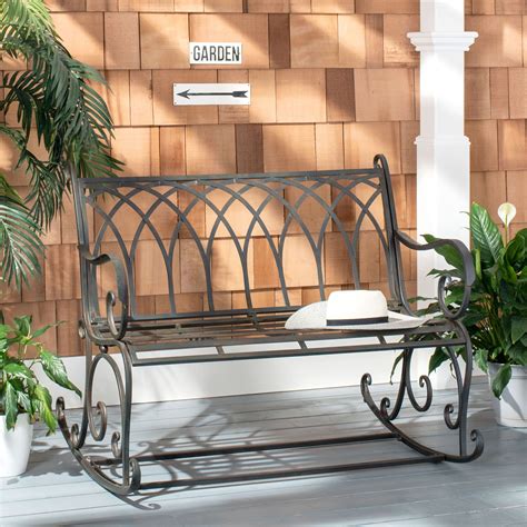 Wrought iron on sale rocking bench