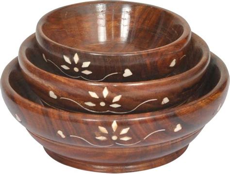 Estival craft Wodden Serving Bowl Set of 3 Serving Bowl / Home Décor ...