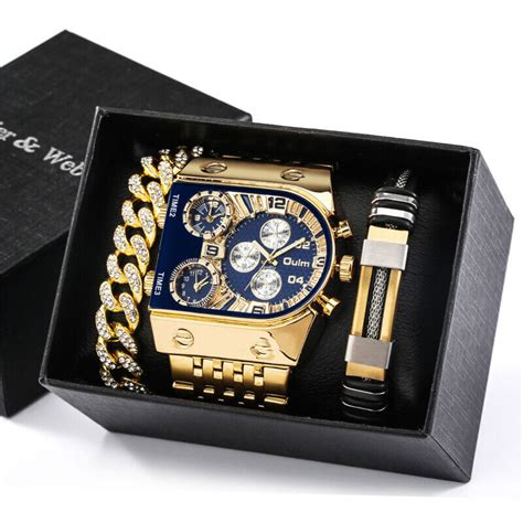 Oulm Luxury Golden Men's Quartz Watch with Big Dial India | Ubuy