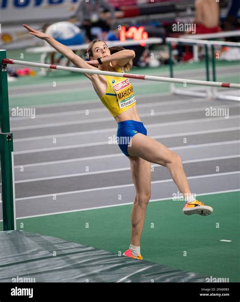 Yaroslava Mahuchikh of Ukraine competing in the women's high jump final ...