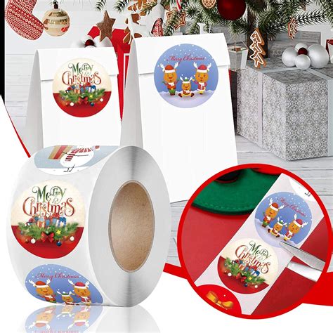 Buy Merry Christmas Labels Stickers Roll Decorative Envelope Seals ...