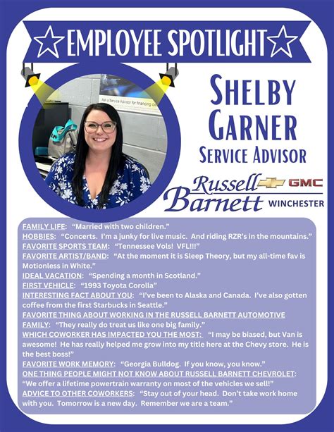 Employee Spotlight - Shelby Garner - Russell Barnett Chevrolet GMC Blog