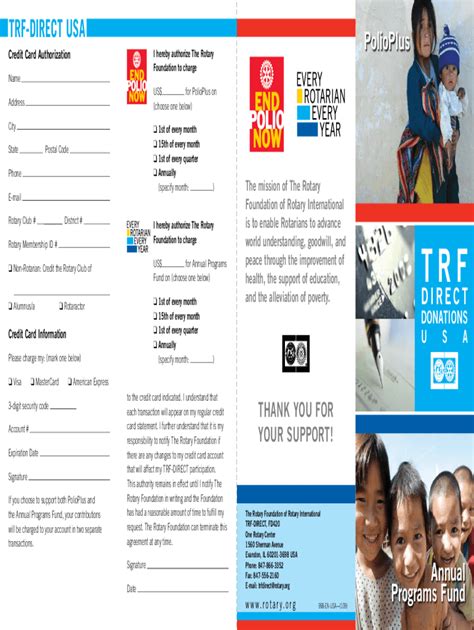 Fillable Online THE ROTARY FOUNDATION CONTRIBUTION ...