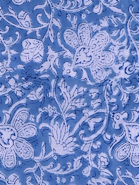 Blue Outline Anokhi Chintz Flower Garden Forage Cotton Cambric ...