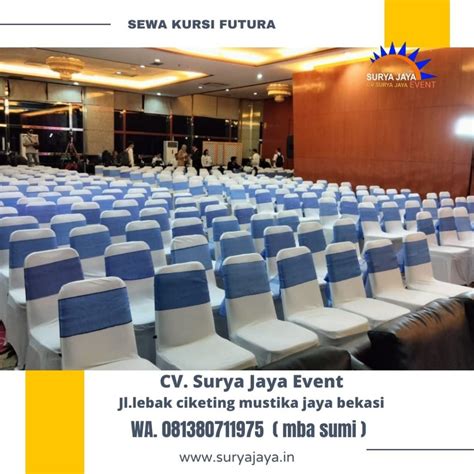 Sewa Kursi Jenis Futura Cover Ketat Putih Pita Biru Jakarta
