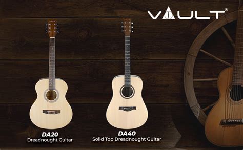 Vault DA20 Dreadnought Acoustic Guitar With Gig-Bag, Picks, Strings Set ...