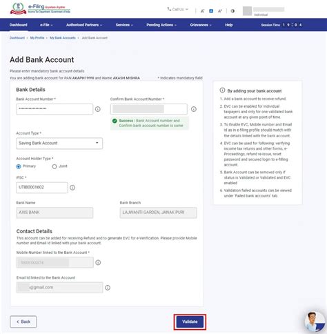My Bank Account User Manual | Income Tax Department