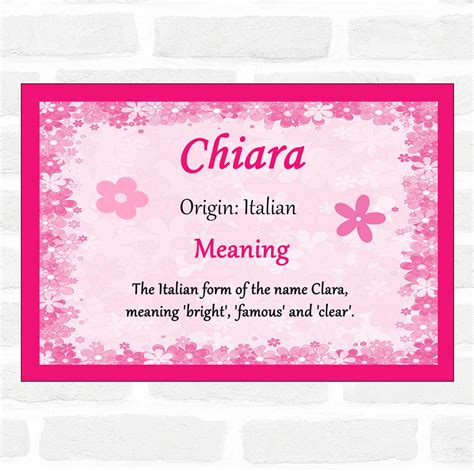 Chiara Name Meaning Pink Certificate - The Card Zoo