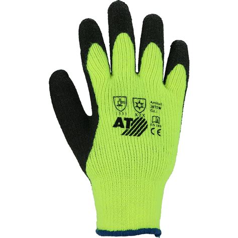 Asatex 3675 W M/8 Winter Knit, Latex Coated Bright Neon Yellow/Black ...