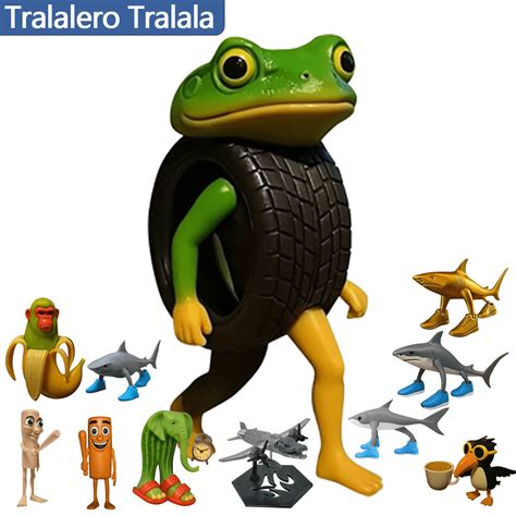Tralalero Tralala 6 Inch Italian Brainrot Action Figures Tire Frog ...