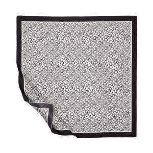 White Black Typo Monogram Silk Twill Scarf | Ipekevi