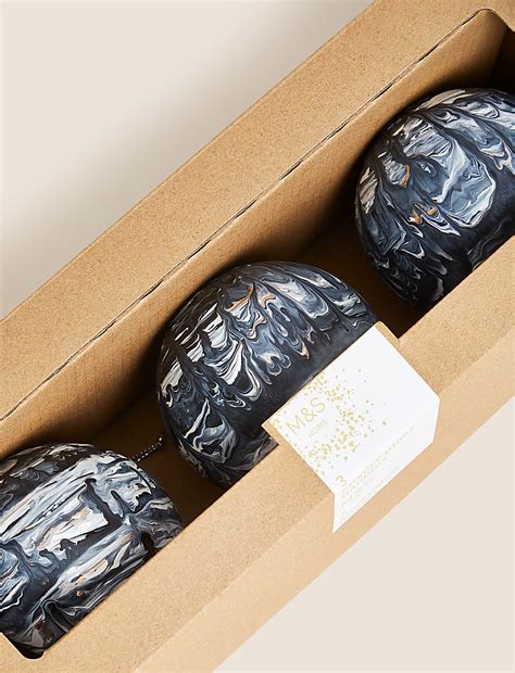Buy 3pk Marbled Glass Baubles at Marks & Spencer