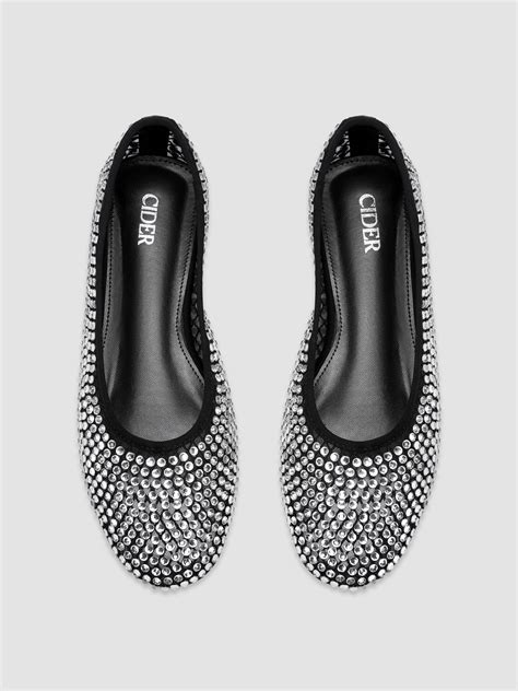 RHINESTONE MESH BALLET FLATS For Date Work
