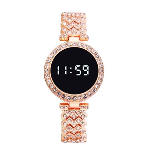 Buy SWADESI STUFF Metal Rose Gold Led Digital Watch With Rhinestone ...