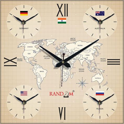 Buy RANDOM Silent Movement World Wall Clock with Different Time Zones ...