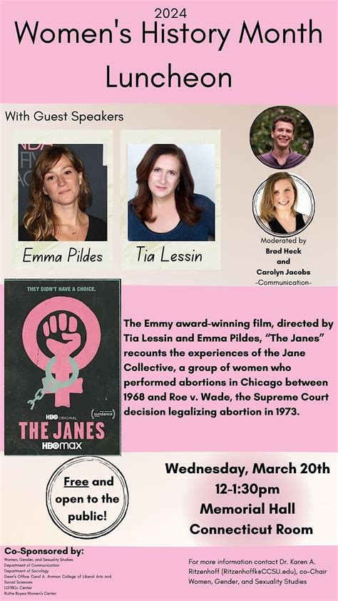 Womens History Month Luncheon 2024: "The Janes", Memorial Hall ...
