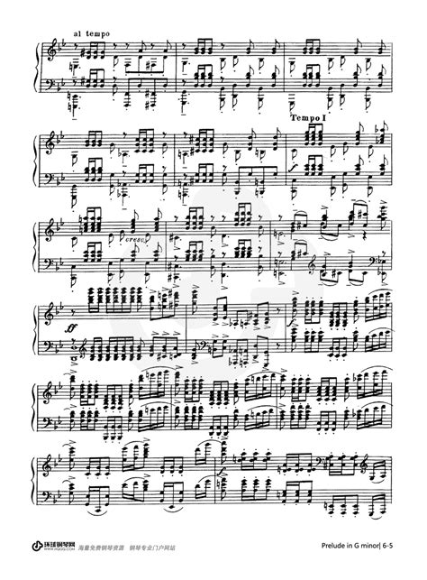 g小调前奏曲（Op.23 No.5）-拉赫玛尼诺夫钢琴谱-拉赫玛尼诺夫g小调前奏曲钢琴谱-环球钢琴网