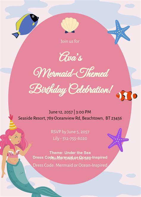 Mermaid Birthday Invitations