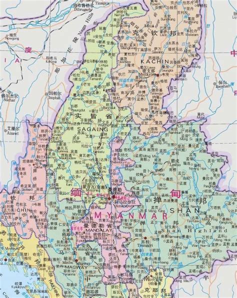 缅甸高清详细地图全图,_大山谷图库