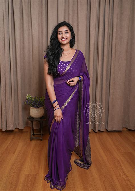 Purple Georgette Saree – Vastrasuka