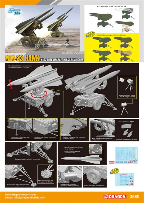 3580 - 1/35 MIM-23 HAWK M192 Anti-aircraft Missile Launcher - Dragon ...