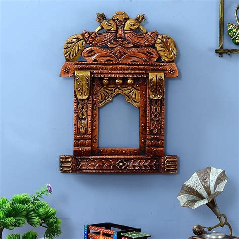 Buy Medieval Arts Mina Solid Wood Hand Painted Wall Hanging Jharokha ...