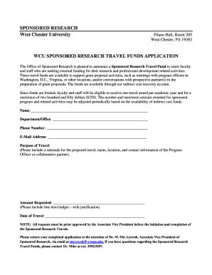 Travel Fund Application - West Chester University - Fill and Sign ...