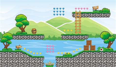 Background and object for creating 2d game | Premium Vector