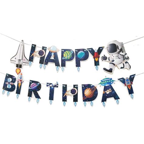 Buy Sumerk Universe Outer Space Happy Birthday Banner Space Theme Party ...
