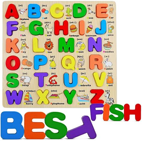 Buy Smoneo Wooden 26 Letters Upper Case Alphabet ABC Puzzle Board for ...