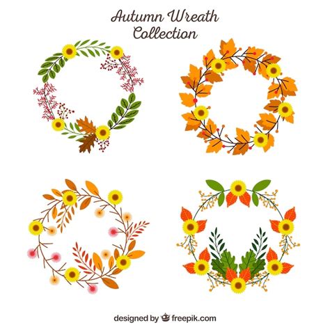 Kleurrijke herfstkrans | Gratis Vector