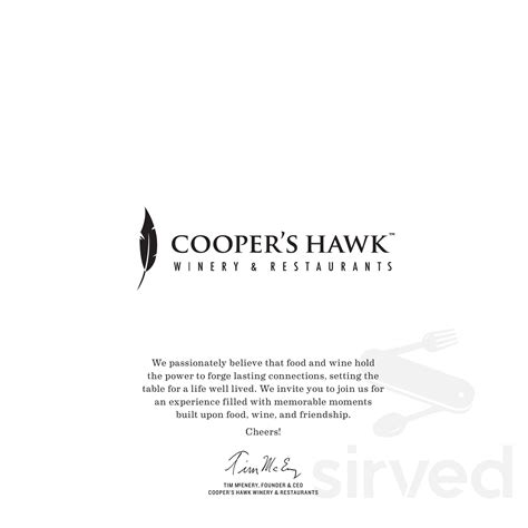 Cooper's Hawk Winery & Restaurants menu in Springfield, Illinois, USA