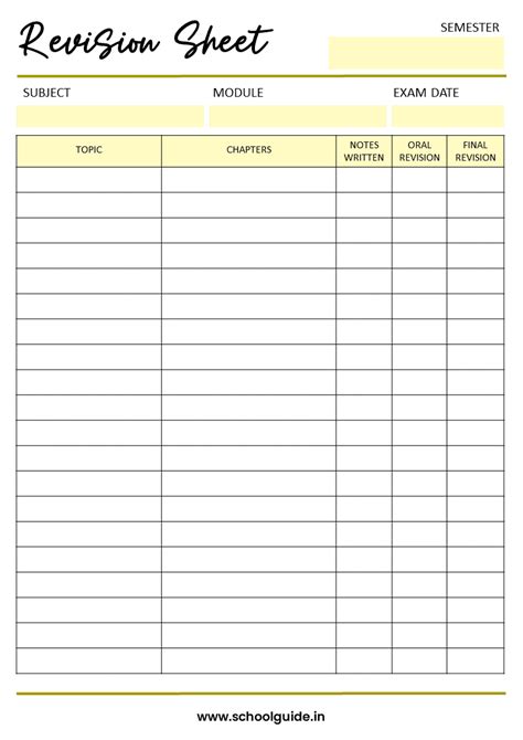 Free Printable Revision Sheet Planner – Stay Organized for Exams