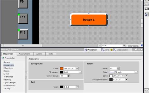how to add and configure button for Siemens wincc hmi in tia portal