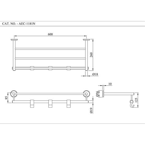 Bathroom Towel Rack with Lower Hanger and Hooks