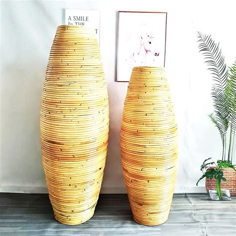 Amazon.com: POPGRAT Tall Rattan Floor Vase, Extra Large Wicker Wood ...