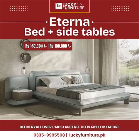 Eterna Bed + Side Tables – Lucky Furniture