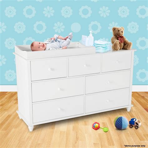 Baby Changing Table with Seven Drawers-White