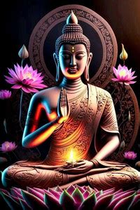 Good Think Golden Gautam Budha God Wall Poster For Pooja Room,Office ...