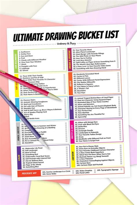 Creative Drawing Ideas List - Coloring and Drawing