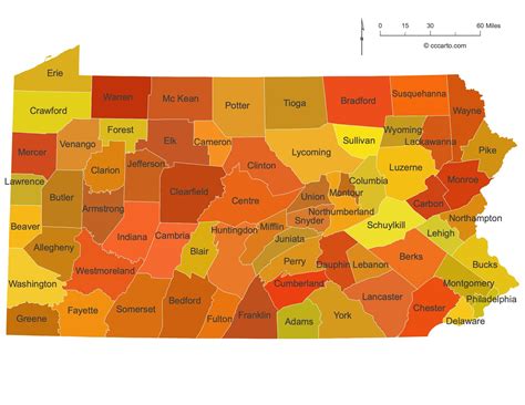 Pennsylvania State Maps: Counties (All 67 Counties) | CCCarto