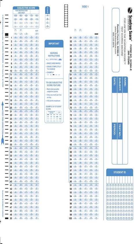 Scantron Score, 100Q, ID (500/PKG) - Scantron