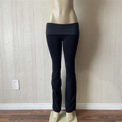 Low rise light flare fold over yoga pants 🖤🤍 Size:... - Depop