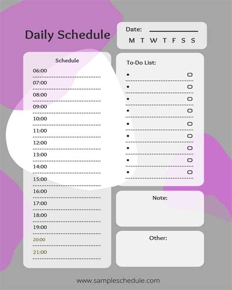 Image result for Schedule Examples