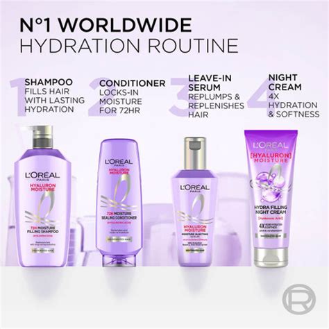 L'Oréal Paris Hyaluron Moisture 72H Moisture Filling Shampoo | For Dull ...