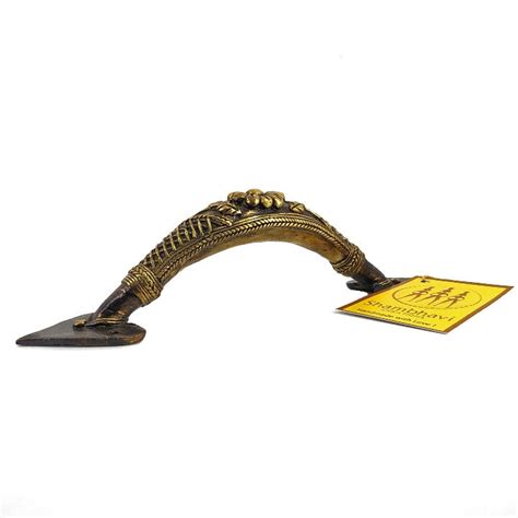 Brass Door Handle with Flower & Lattice Design (Bronze color, 9 inch ...